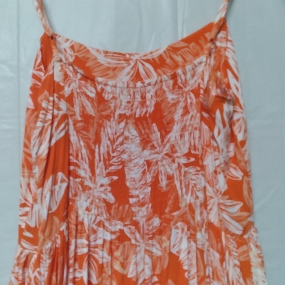 🦋 Apricot Orange Palm Leaf Dress Medium - Picture 9 of 9